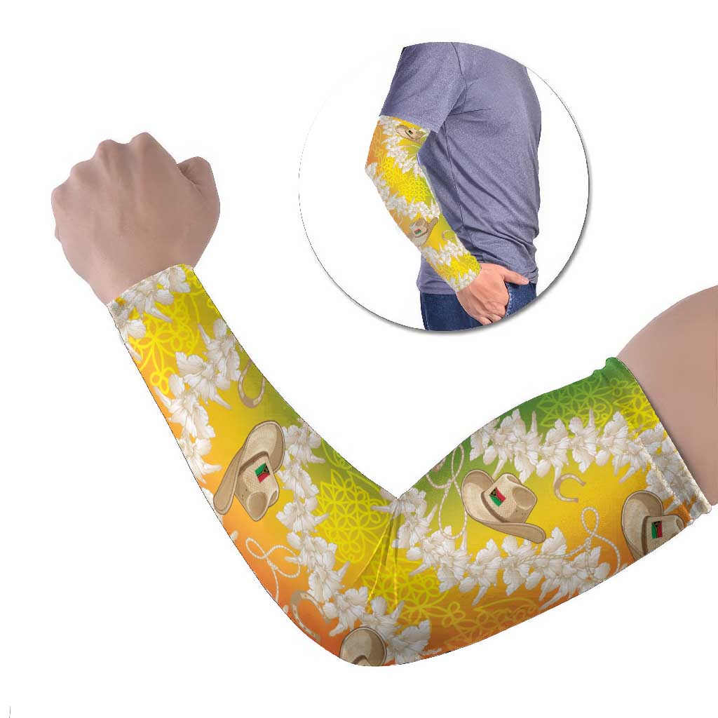 Vanuatu Cowboy Arm Sleeves Straw Hats Hibiscus With Sand Drawing - Polynesian Pride