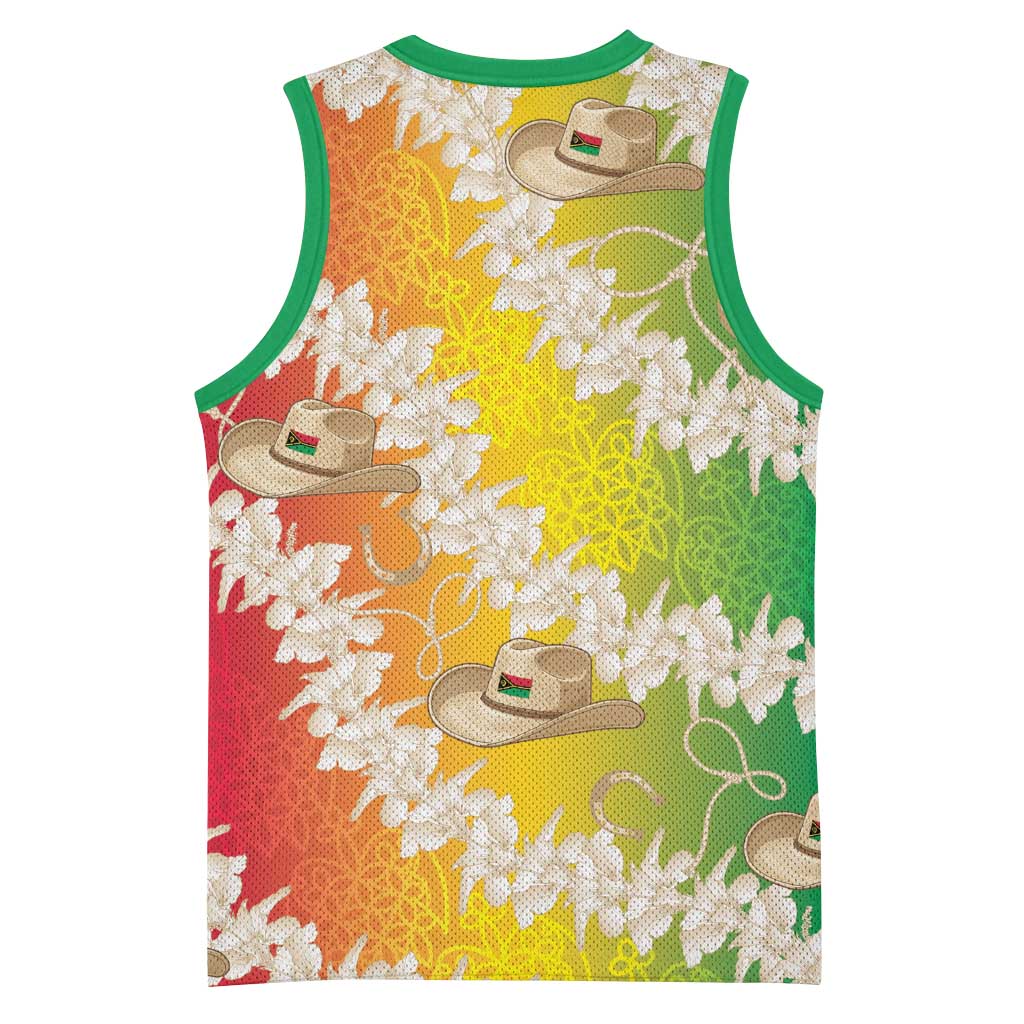 Vanuatu Cowboy Basketball Jersey Straw Hats Hibiscus With Sand Drawing - Polynesian Pride