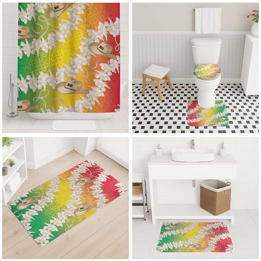 Vanuatu Cowboy Bathroom Set Straw Hats Hibiscus With Sand Drawing - Polynesian Pride