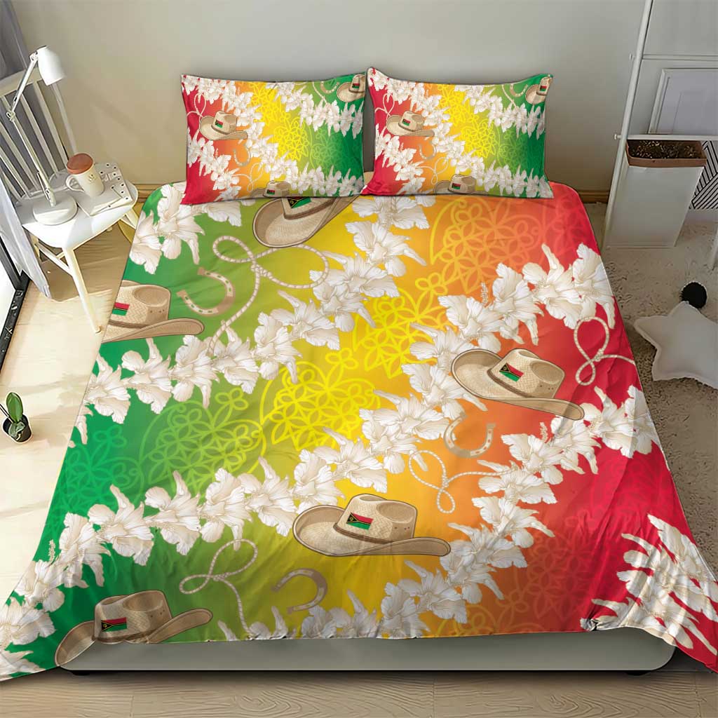 Vanuatu Cowboy Bedding Set Straw Hats Hibiscus With Sand Drawing LT14 - Polynesian Pride