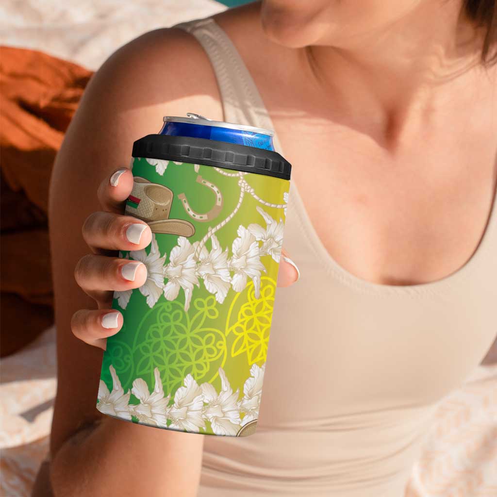 Vanuatu Cowboy 4 in 1 Can Cooler Tumbler Straw Hats Hibiscus With Sand Drawing - Polynesian Pride