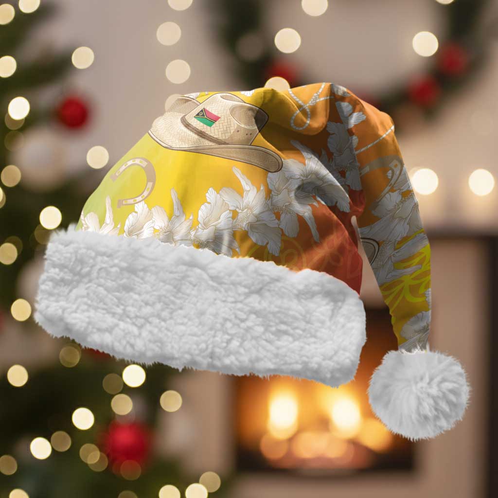 Vanuatu Cowboy Christmas Santa Hat Straw Hats Hibiscus With Sand Drawing - Polynesian Pride