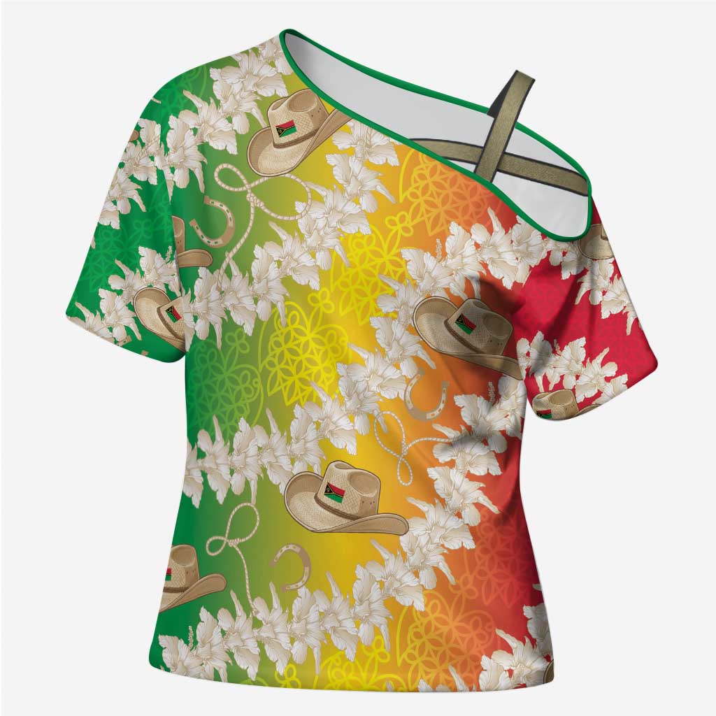 Vanuatu Cowboy Cross Shoulder Shirt Straw Hats Hibiscus With Sand Drawing - Polynesian Pride
