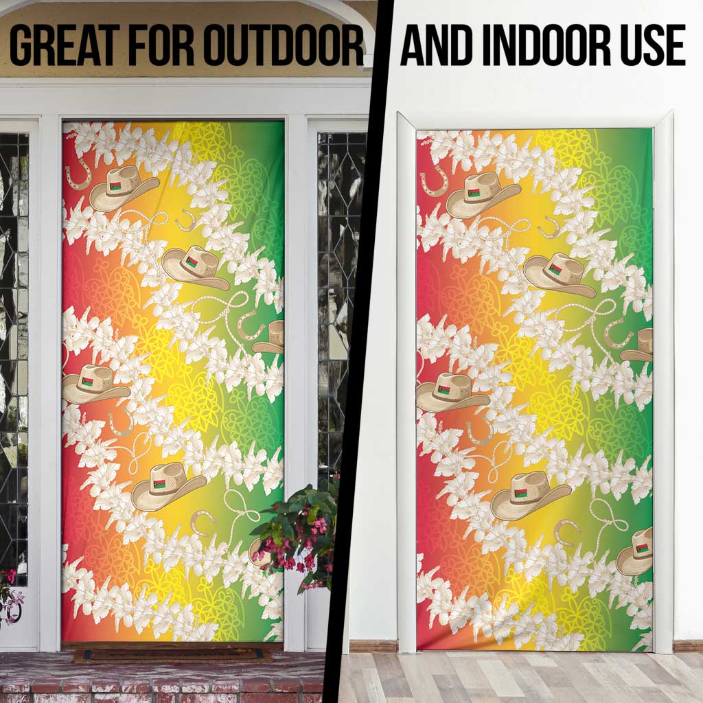 Vanuatu Cowboy Door Cover Straw Hats Hibiscus With Sand Drawing - Polynesian Pride