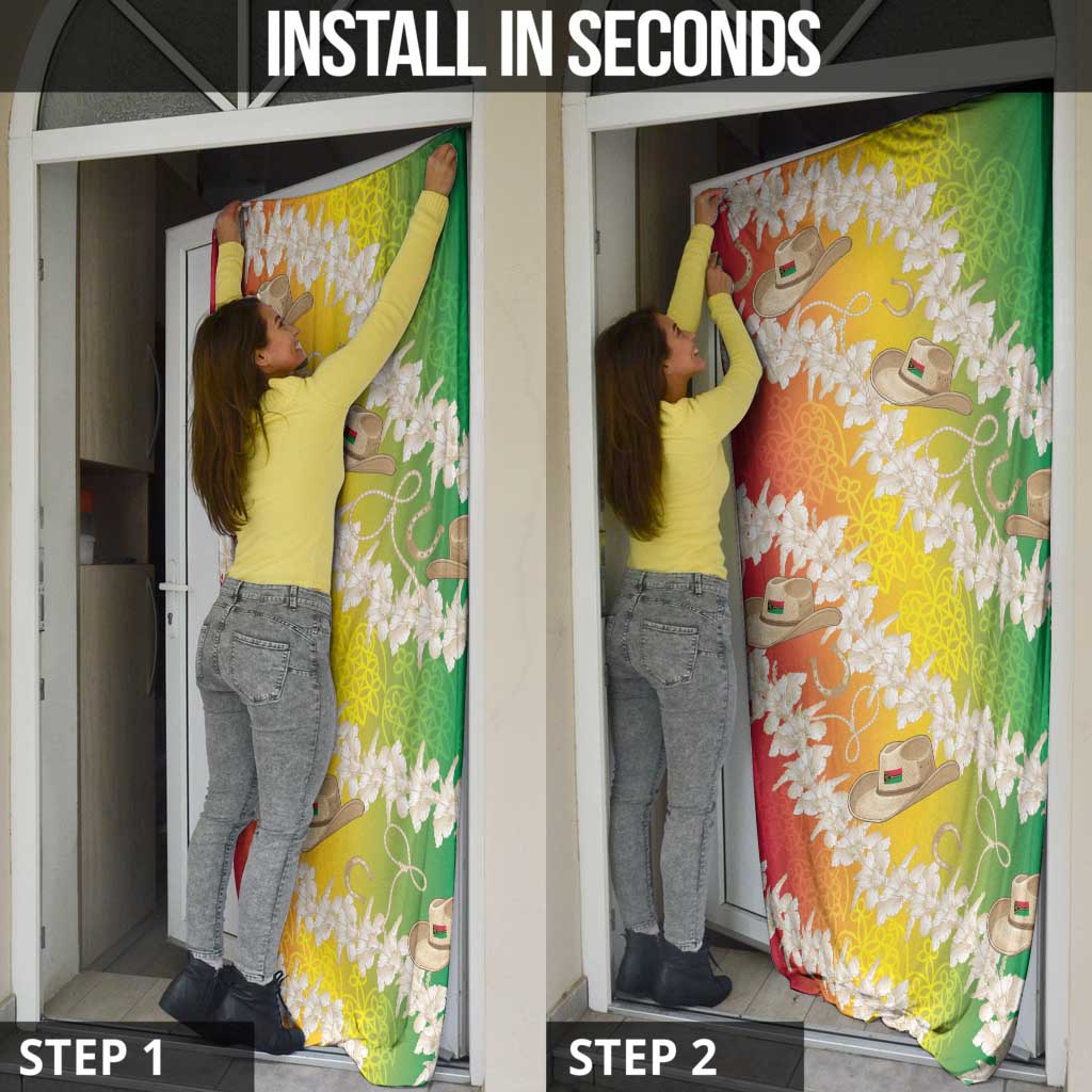 Vanuatu Cowboy Door Cover Straw Hats Hibiscus With Sand Drawing - Polynesian Pride