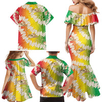 Vanuatu Cowboy Family Matching Mermaid Dress and Hawaiian Shirt Straw Hats Hibiscus With Sand Drawing - Polynesian Pride