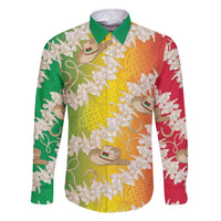 Vanuatu Cowboy Family Matching Off The Shoulder Long Sleeve Dress and Hawaiian Shirt Straw Hats Hibiscus With Sand Drawing - Polynesian Pride