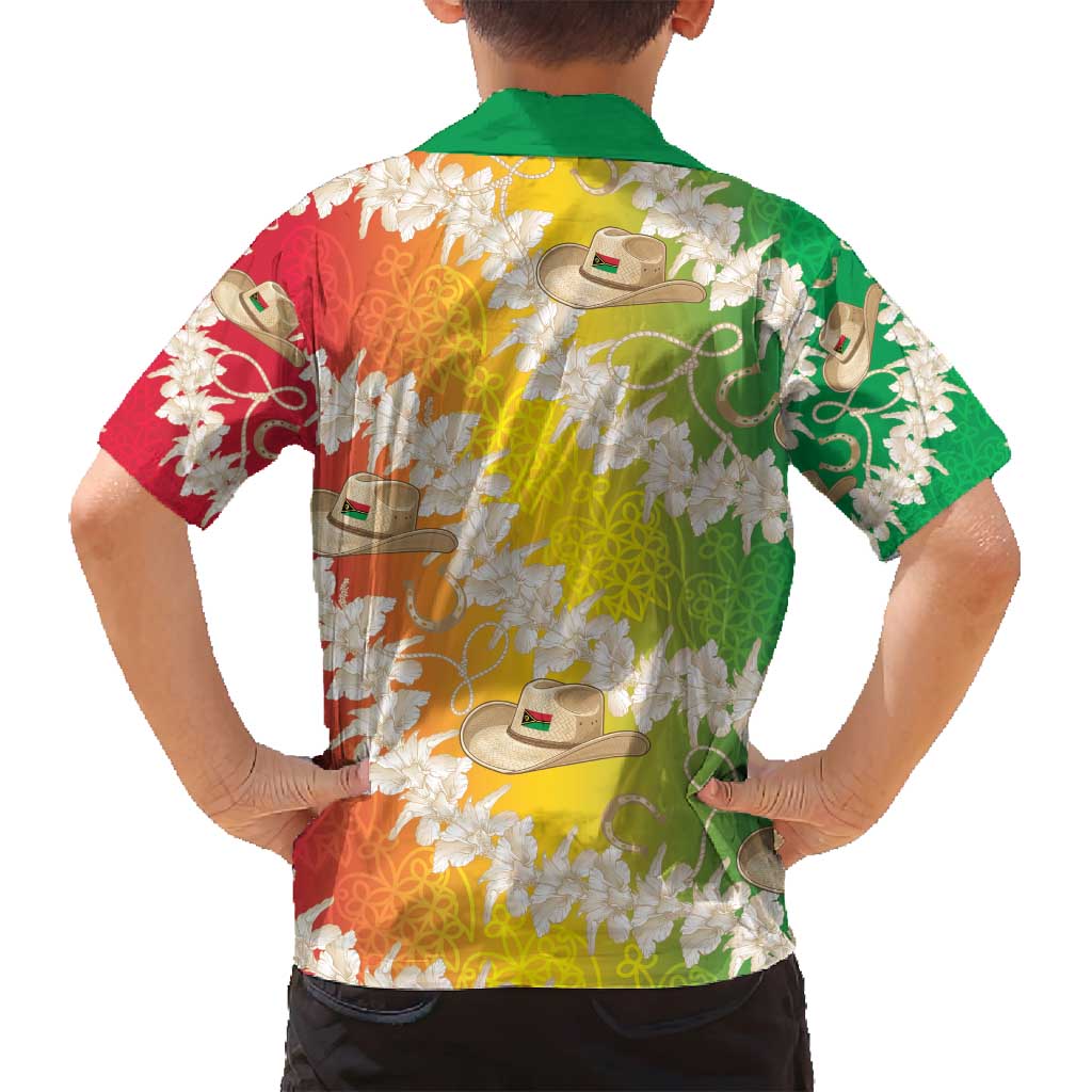 Vanuatu Cowboy Family Matching Off Shoulder Maxi Dress and Hawaiian Shirt Straw Hats Hibiscus With Sand Drawing - Polynesian Pride