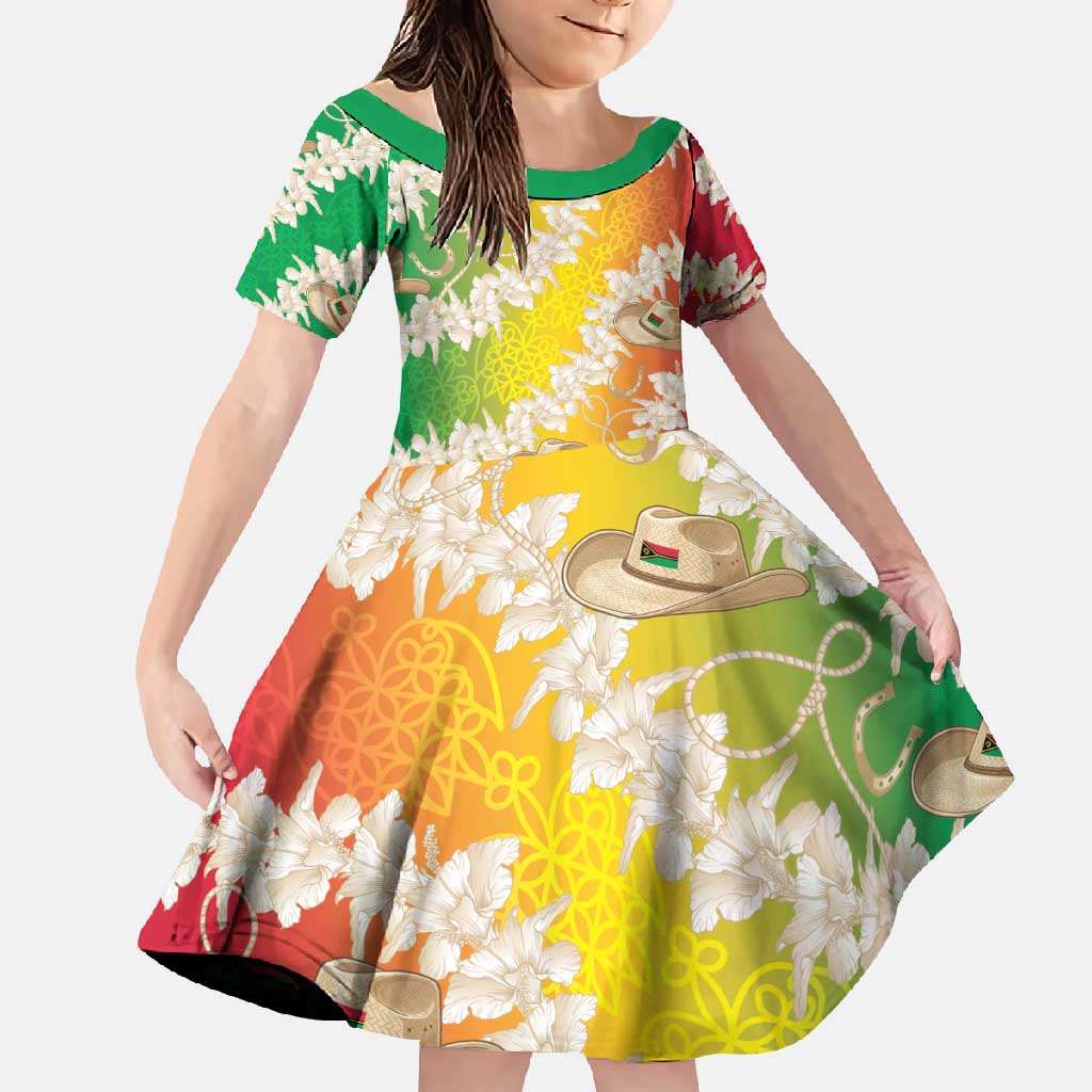 Vanuatu Cowboy Family Matching Off Shoulder Maxi Dress and Hawaiian Shirt Straw Hats Hibiscus With Sand Drawing - Polynesian Pride