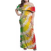 Vanuatu Cowboy Family Matching Off Shoulder Maxi Dress and Hawaiian Shirt Straw Hats Hibiscus With Sand Drawing - Polynesian Pride