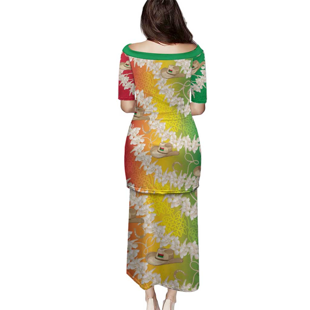 Vanuatu Cowboy Family Matching Puletasi and Hawaiian Shirt Straw Hats Hibiscus With Sand Drawing - Polynesian Pride