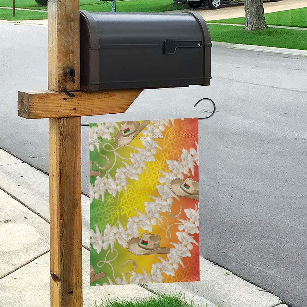 Vanuatu Cowboy Garden Flag Straw Hats Hibiscus With Sand Drawing - Polynesian Pride