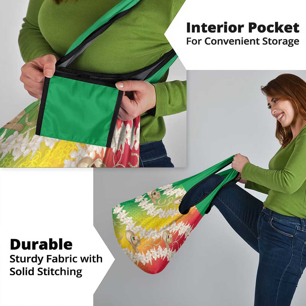 Vanuatu Cowboy Grocery Bag Straw Hats Hibiscus With Sand Drawing - Polynesian Pride