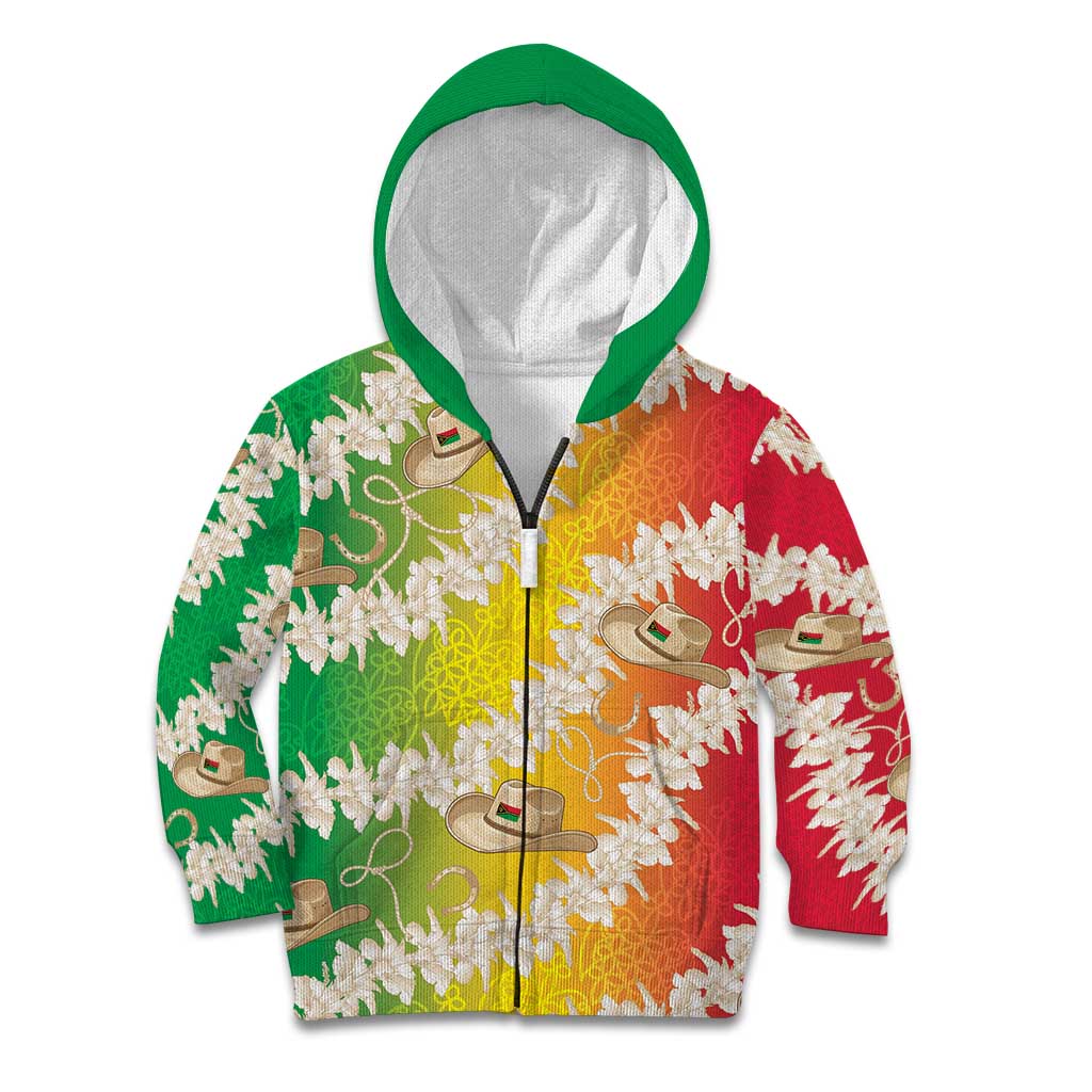 Vanuatu Cowboy Kid Hoodie Straw Hats Hibiscus With Sand Drawing - Polynesian Pride