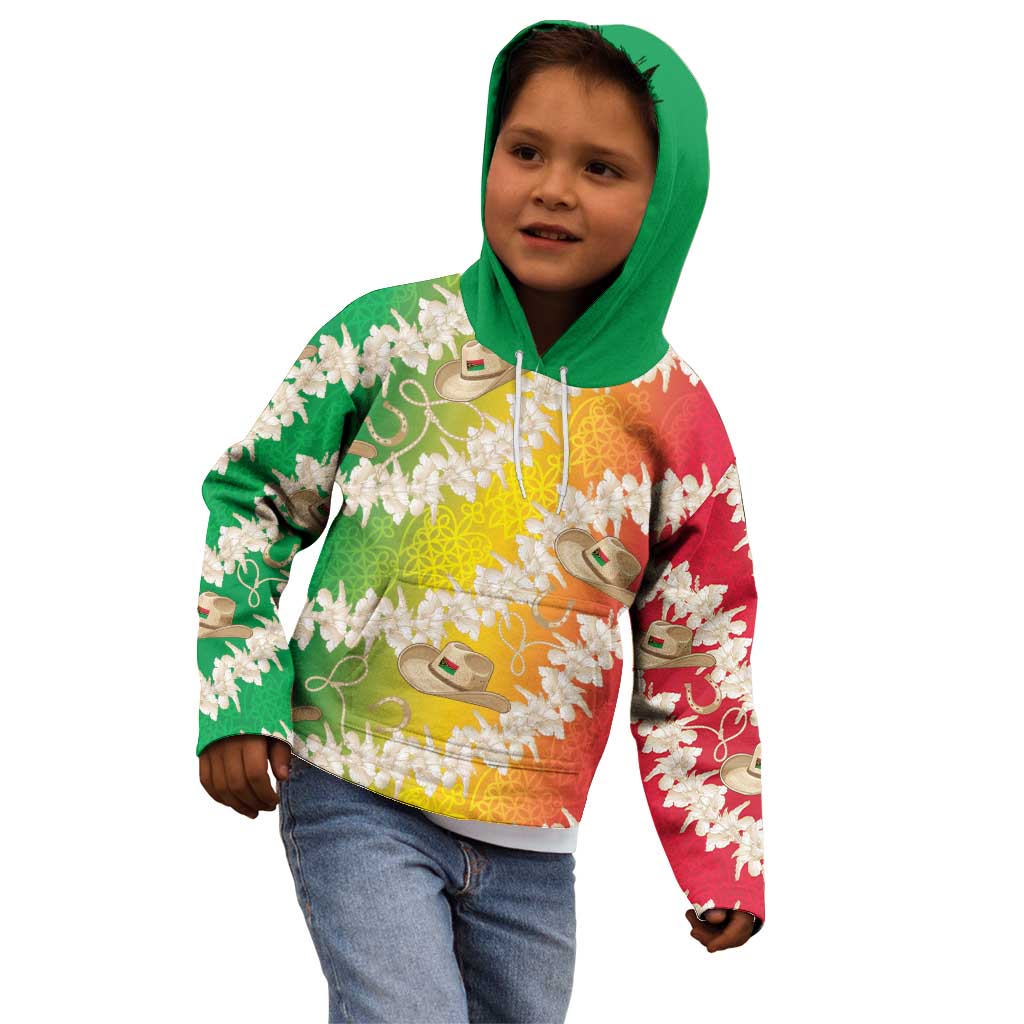 Vanuatu Cowboy Kid Hoodie Straw Hats Hibiscus With Sand Drawing - Polynesian Pride