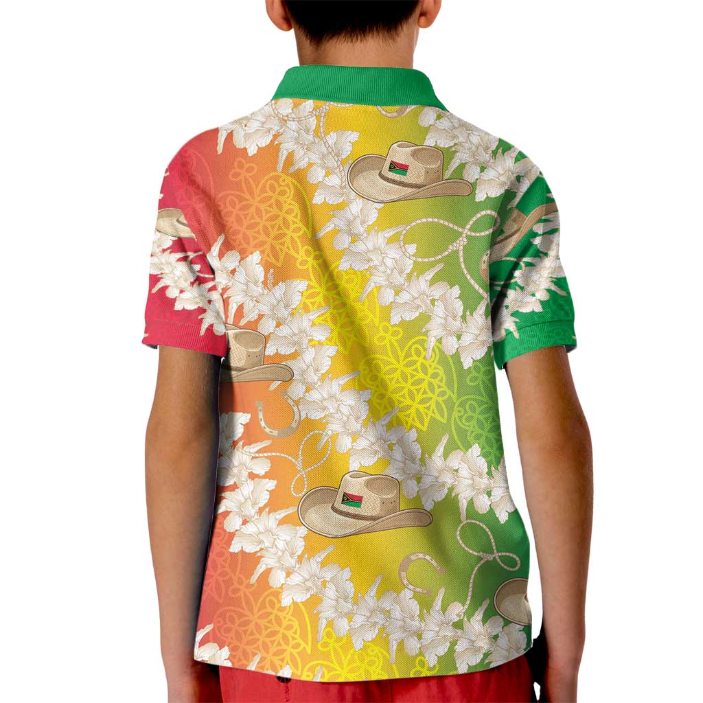 Vanuatu Cowboy Kid Polo Shirt Straw Hats Hibiscus With Sand Drawing - Polynesian Pride