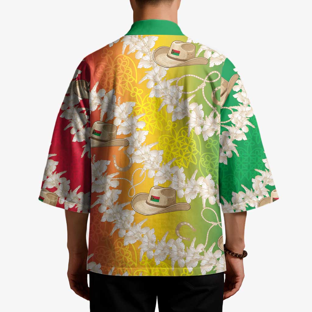 Vanuatu Cowboy Kimono Straw Hats Hibiscus With Sand Drawing - Polynesian Pride