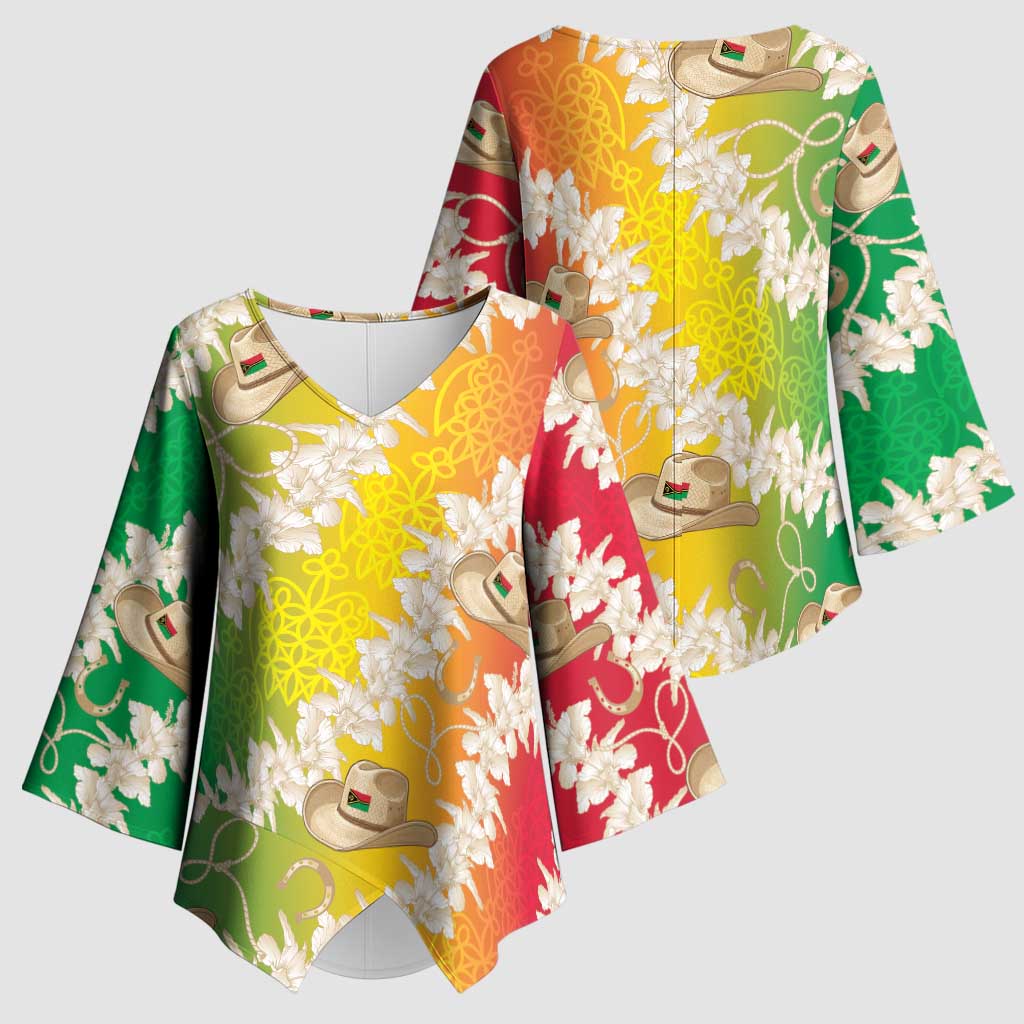 Vanuatu Cowboy Kimono Sleeve Blouse Straw Hats Hibiscus With Sand Drawing - Polynesian Pride