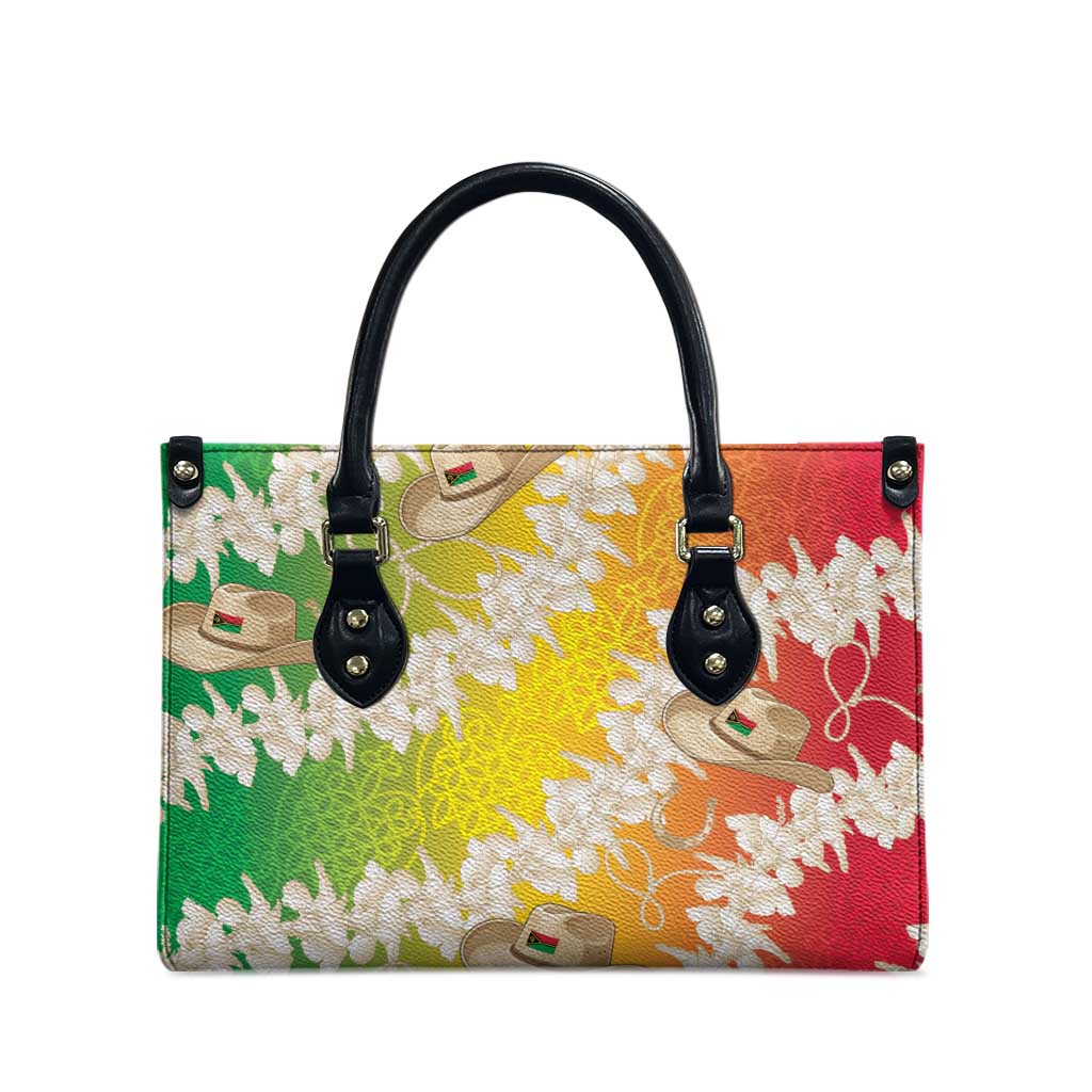 Vanuatu Cowboy Leather Bag Straw Hats Hibiscus With Sand Drawing - Polynesian Pride