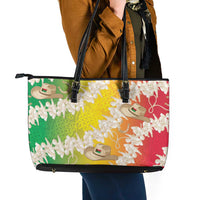 Vanuatu Cowboy Leather Tote Bag Straw Hats Hibiscus With Sand Drawing LT14 - Polynesian Pride
