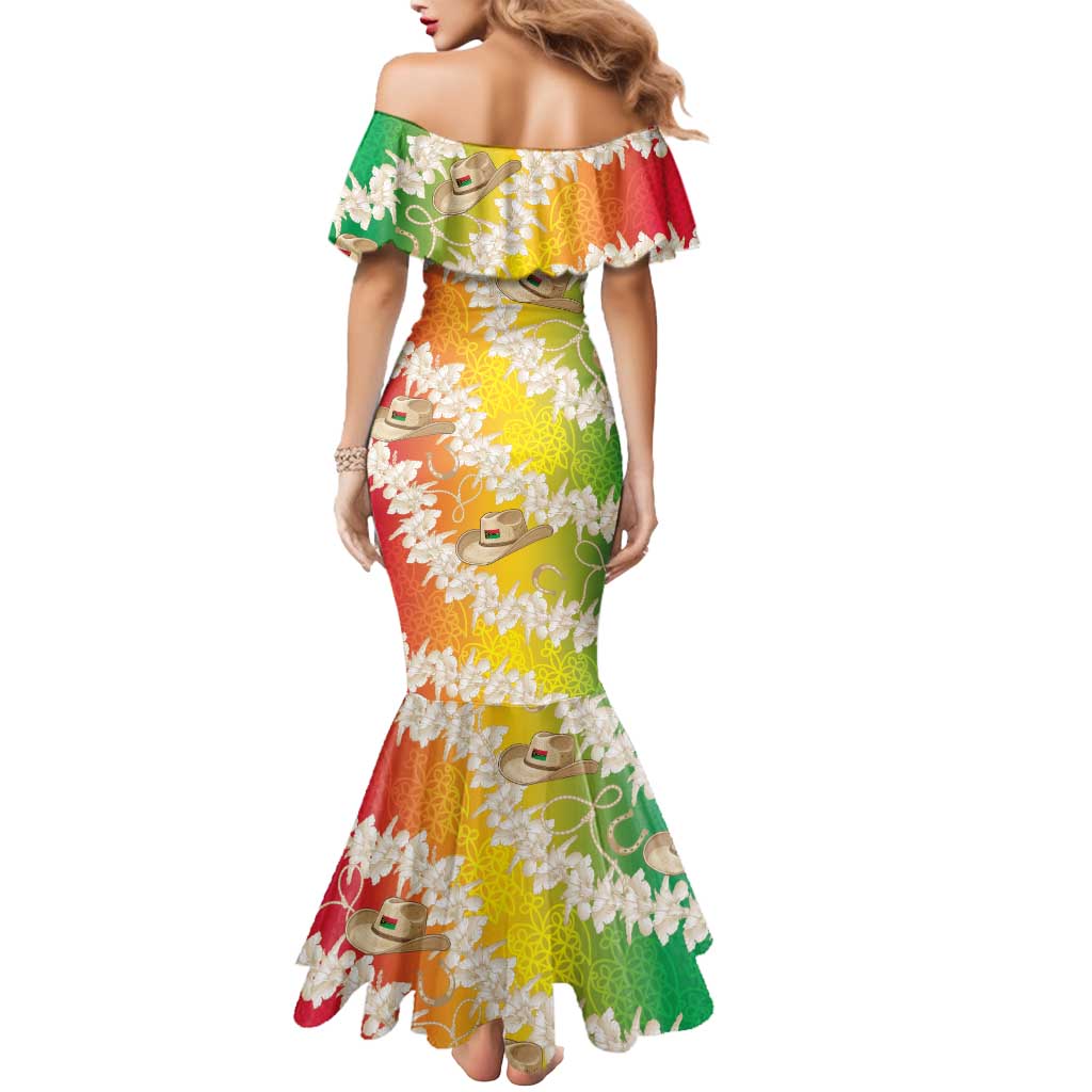 Vanuatu Cowboy Mermaid Dress Straw Hats Hibiscus With Sand Drawing LT14 - Polynesian Pride