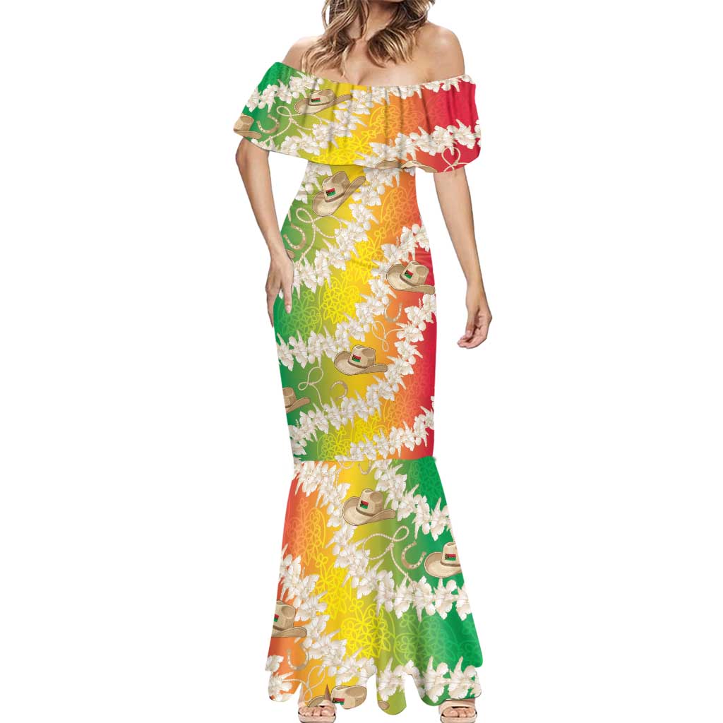 Vanuatu Cowboy Mermaid Dress Straw Hats Hibiscus With Sand Drawing LT14 - Polynesian Pride
