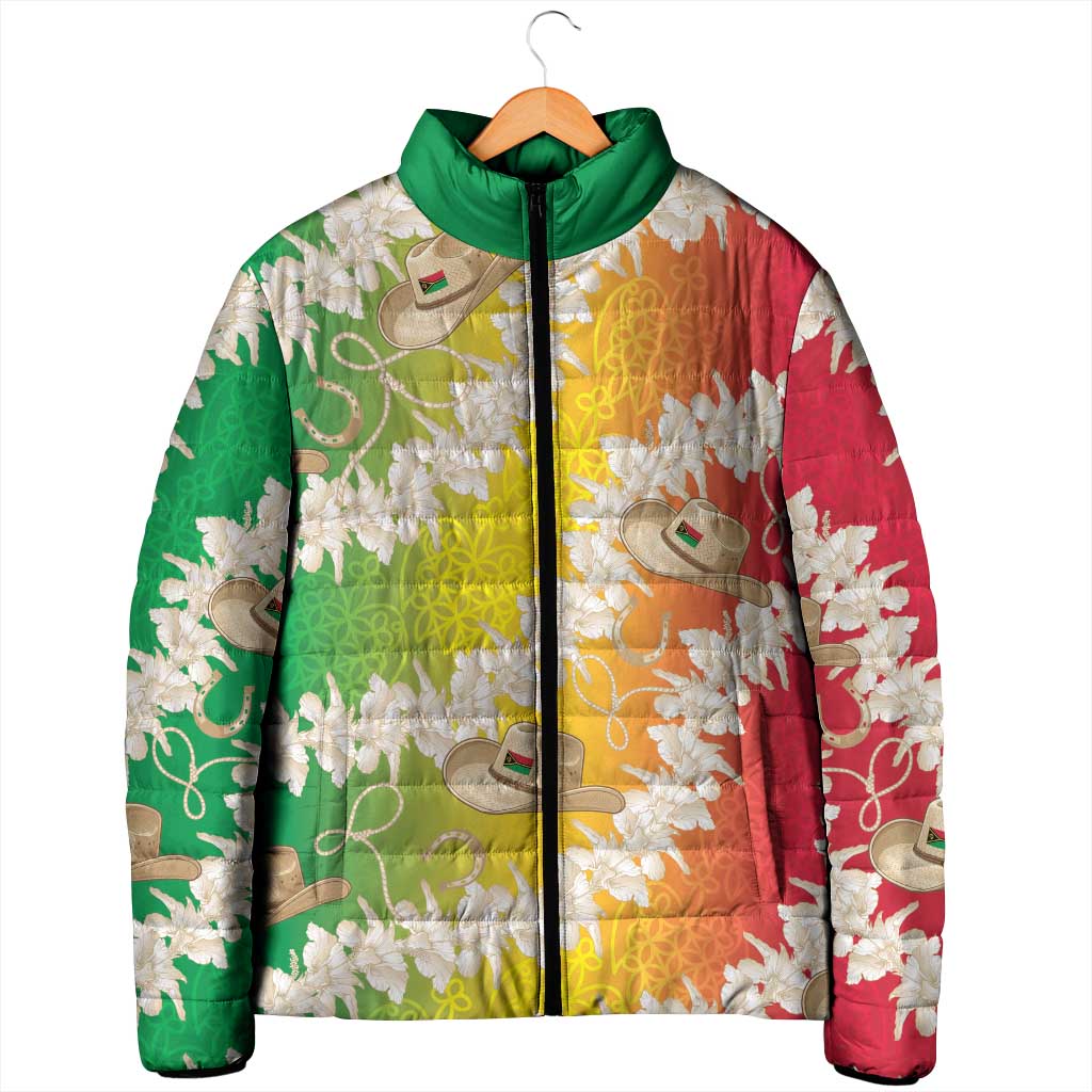 Vanuatu Cowboy Padded Jacket Straw Hats Hibiscus With Sand Drawing - Polynesian Pride