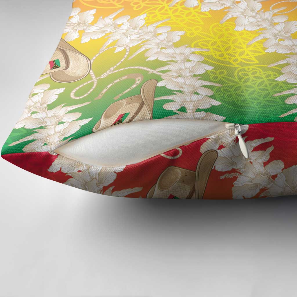 Vanuatu Cowboy Pillow Cover Straw Hats Hibiscus With Sand Drawing LT14 - Polynesian Pride