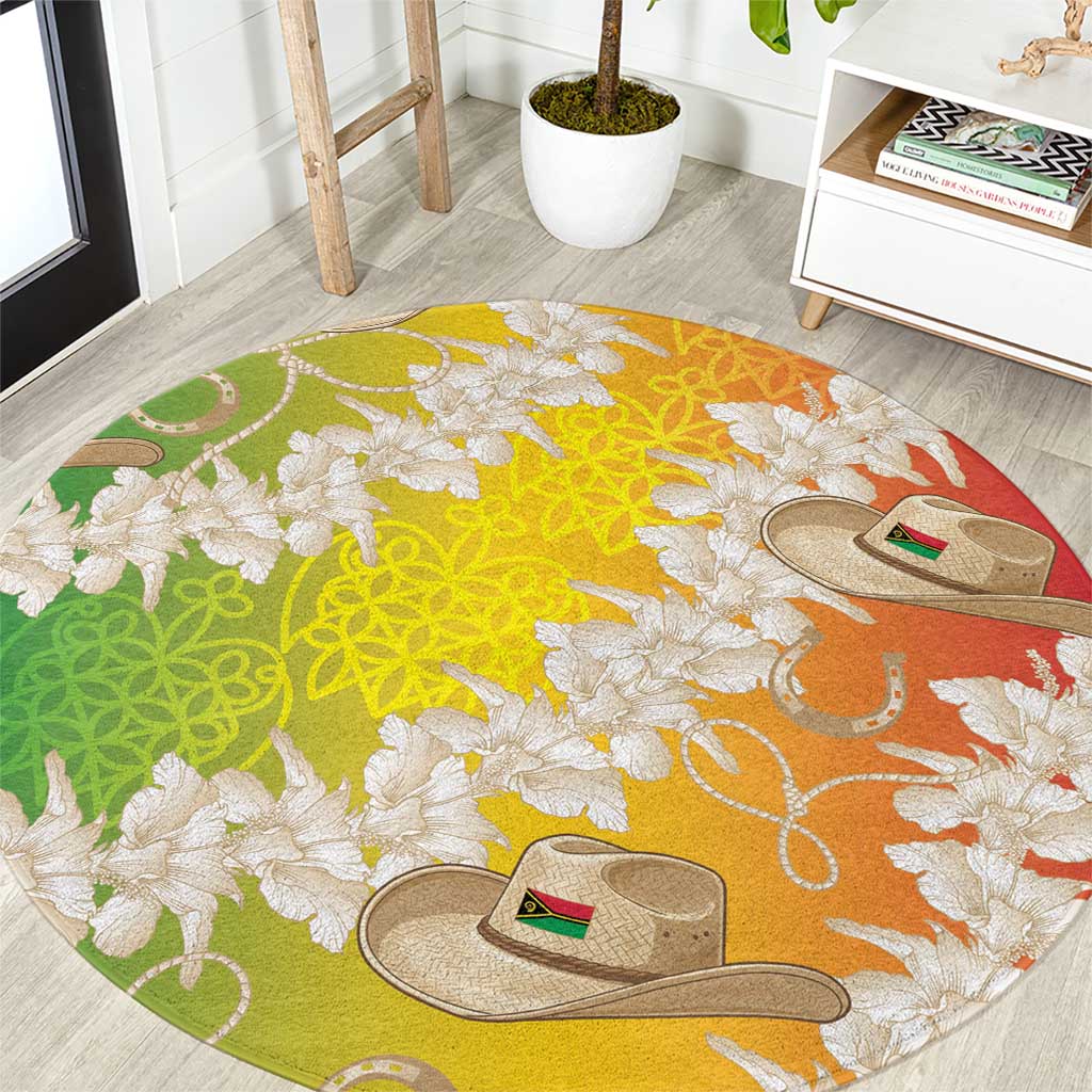 Vanuatu Cowboy Round Carpet Straw Hats Hibiscus With Sand Drawing LT14 Reggae - Polynesian Pride