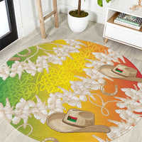 Vanuatu Cowboy Round Carpet Straw Hats Hibiscus With Sand Drawing LT14 Reggae - Polynesian Pride