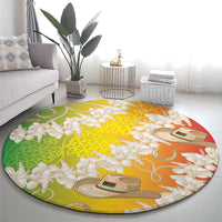 Vanuatu Cowboy Round Carpet Straw Hats Hibiscus With Sand Drawing LT14 - Polynesian Pride