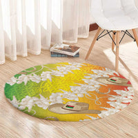 Vanuatu Cowboy Round Carpet Straw Hats Hibiscus With Sand Drawing LT14 - Polynesian Pride