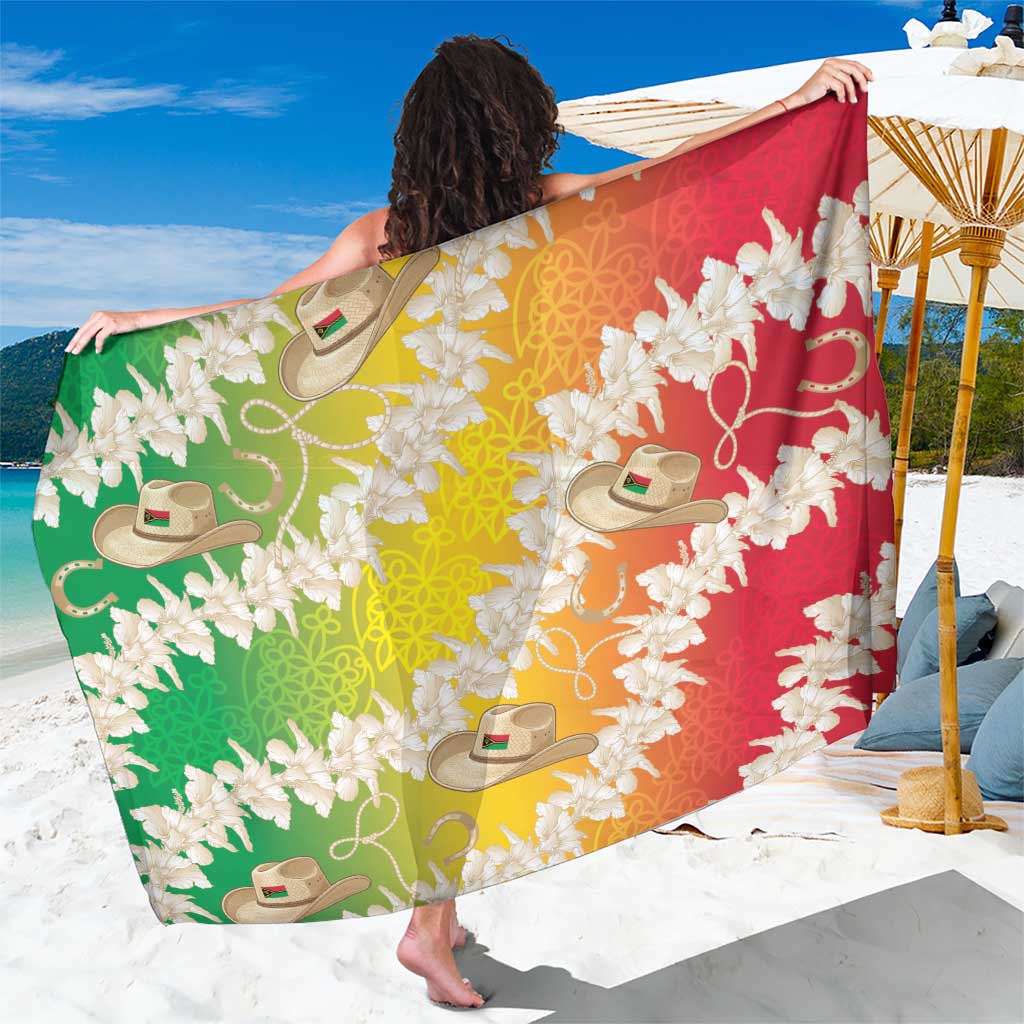 Vanuatu Cowboy Sarong Straw Hats Hibiscus With Sand Drawing LT14 One Size 44 x 66 inches Reggae - Polynesian Pride