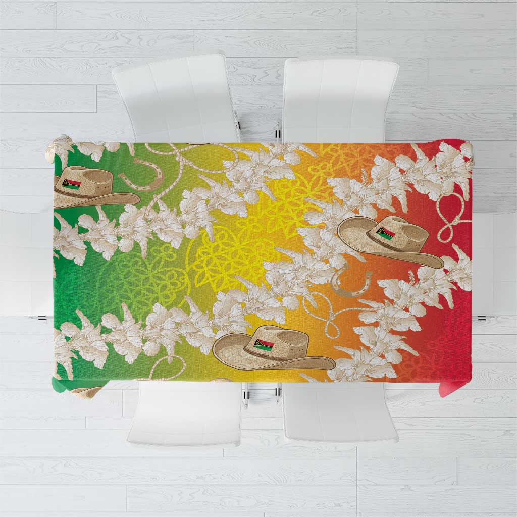 Vanuatu Cowboy Tablecloth Straw Hats Hibiscus With Sand Drawing - Polynesian Pride