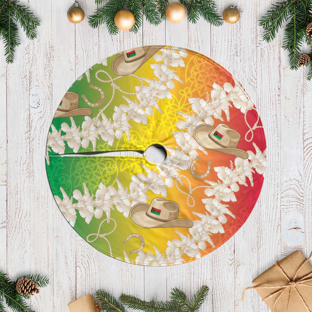 Vanuatu Cowboy Tree Skirt Straw Hats Hibiscus With Sand Drawing - Polynesian Pride