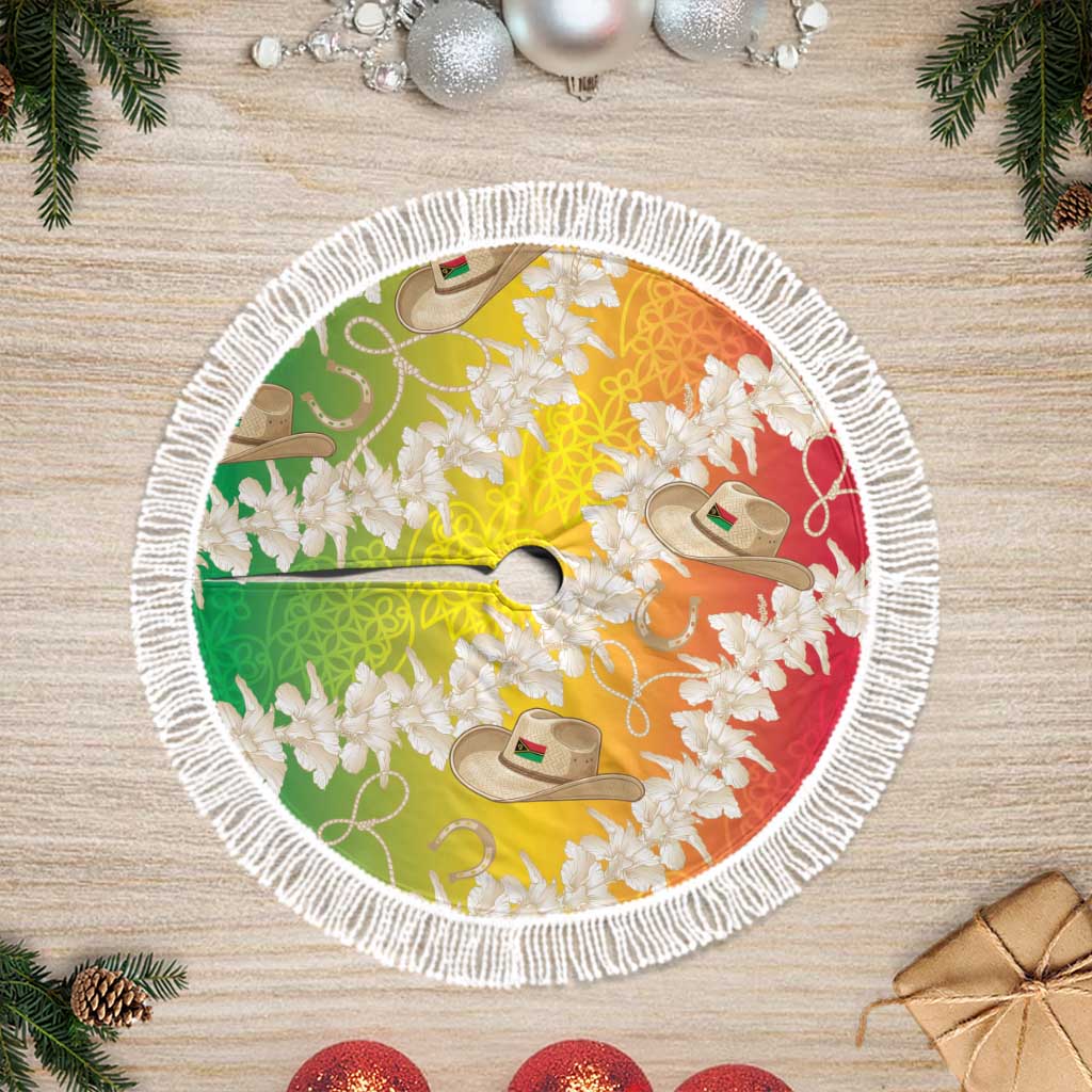 Vanuatu Cowboy Tree Skirt Straw Hats Hibiscus With Sand Drawing - Polynesian Pride