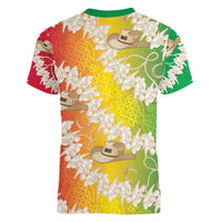 Vanuatu Cowboy Women V-Neck T-Shirt Straw Hats Hibiscus With Sand Drawing - Polynesian Pride