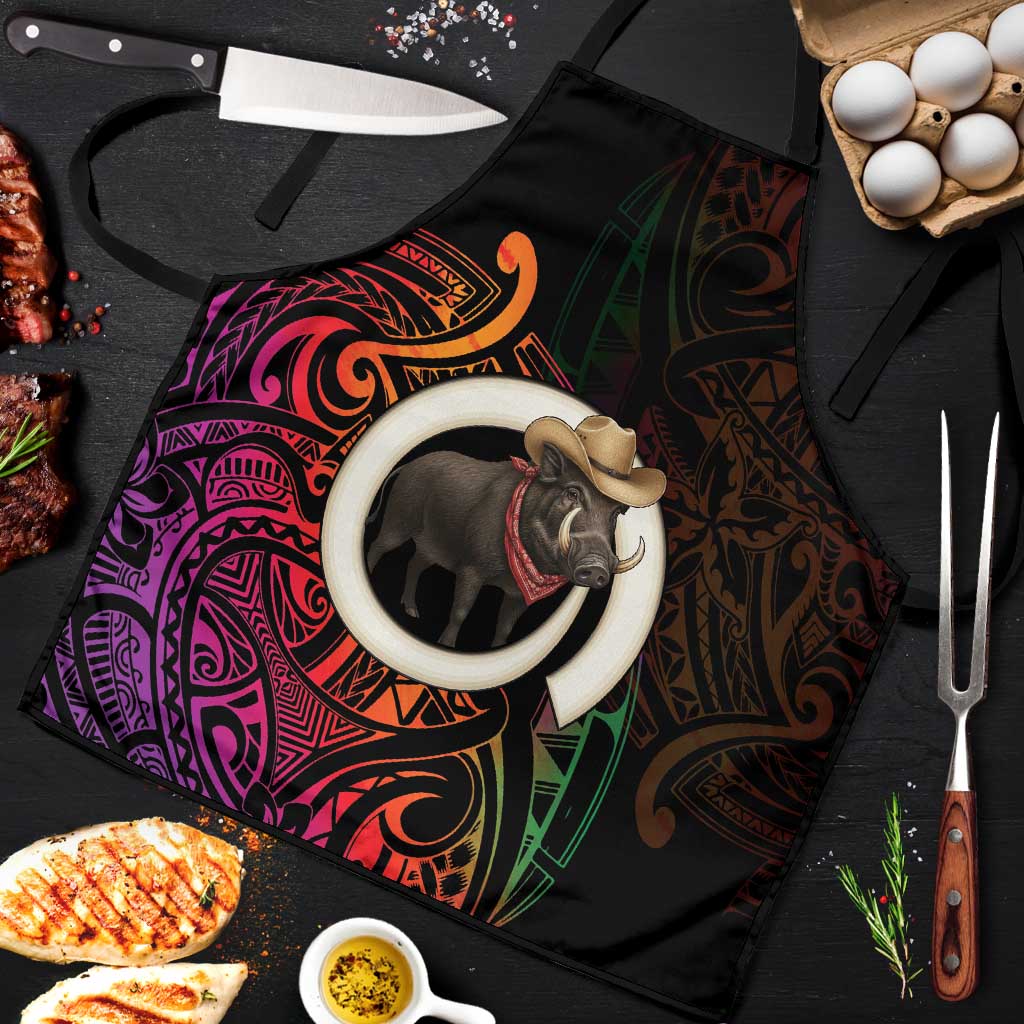 Vanuatu Boar Cowboy Apron Tusk Gradient Polynesian Pattern - Polynesian Pride