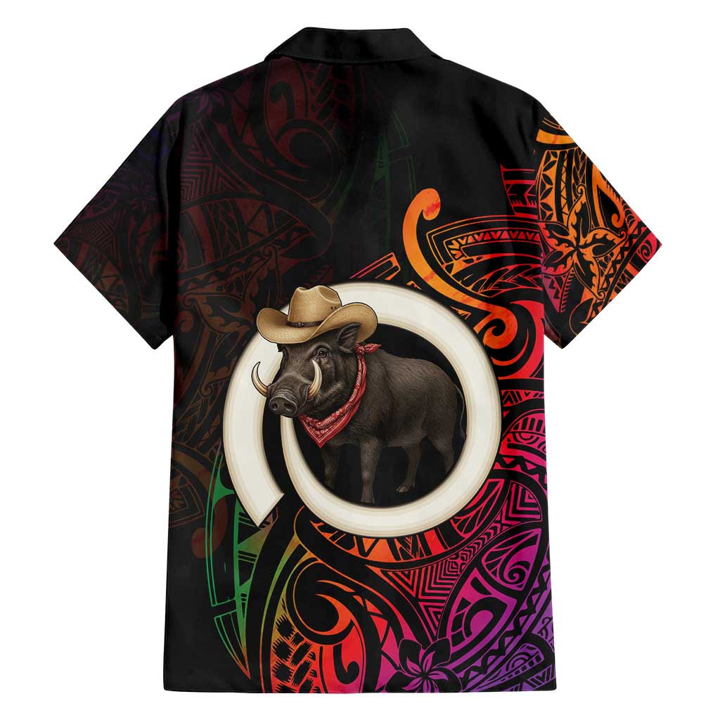 Vanuatu Boar Cowboy Family Matching Summer Maxi Dress and Hawaiian Shirt Tusk Gradient Polynesian Pattern - Polynesian Pride