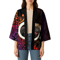 Vanuatu Boar Cowboy Kimono Tusk Gradient Polynesian Pattern - Polynesian Pride