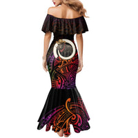 Vanuatu Boar Cowboy Mermaid Dress Tusk Gradient Polynesian Pattern - Polynesian Pride