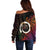 Vanuatu Boar Cowboy Off Shoulder Sweater Tusk Gradient Polynesian Pattern - Polynesian Pride