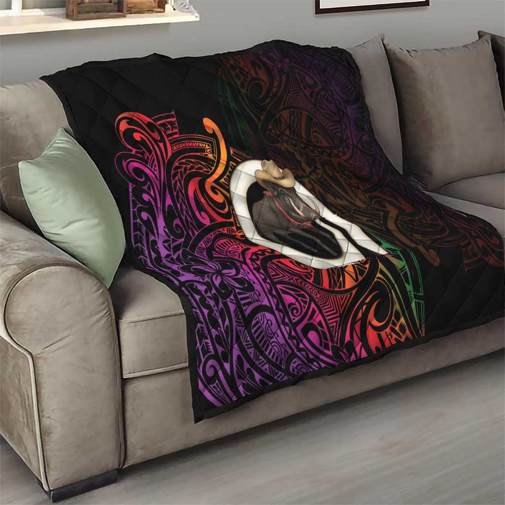 Vanuatu Boar Cowboy Quilt Tusk Gradient Polynesian Pattern - Polynesian Pride