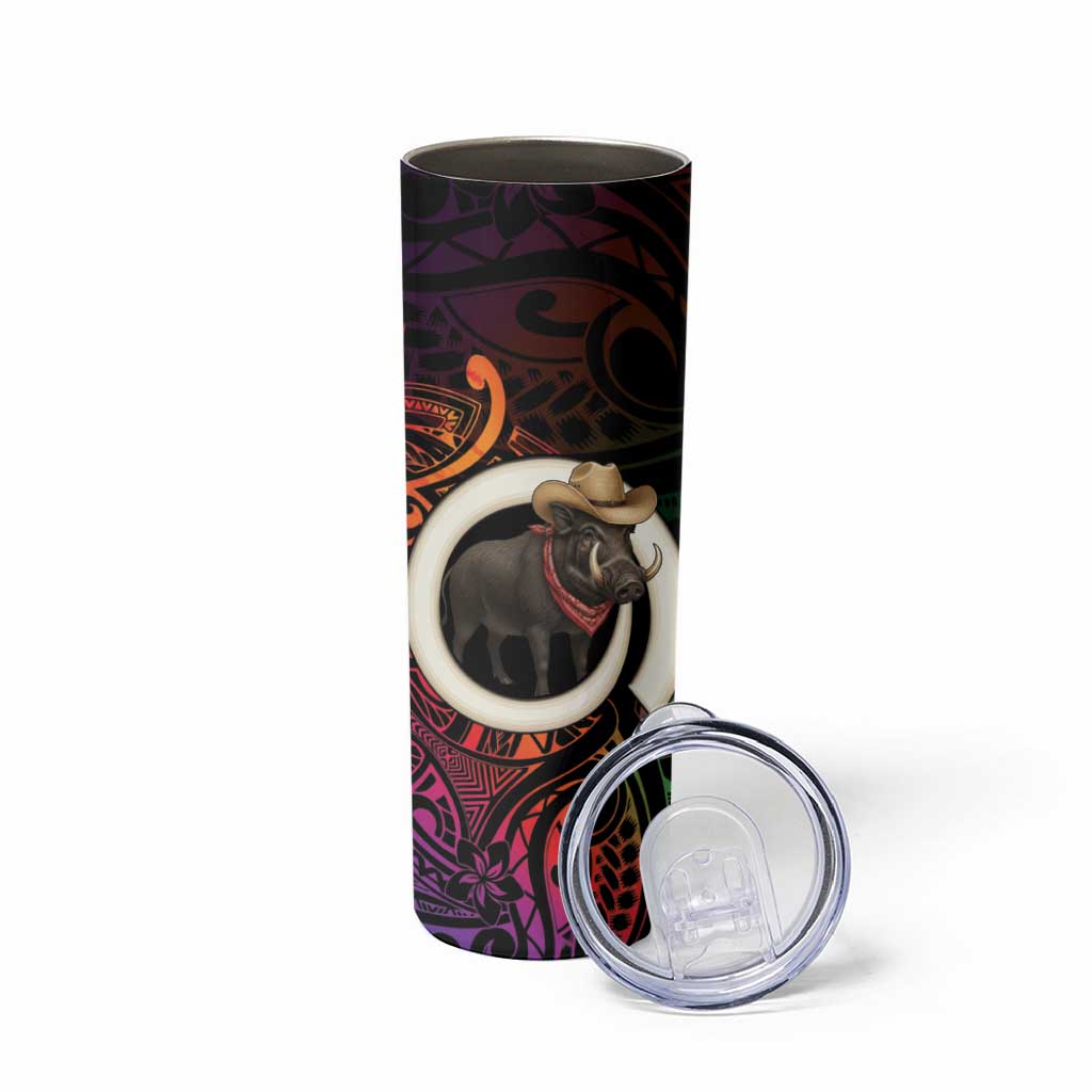 Vanuatu Boar Cowboy Skinny Tumbler Tusk Gradient Polynesian Pattern - Polynesian Pride