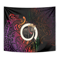 Vanuatu Boar Cowboy Tapestry Tusk Gradient Polynesian Pattern - Polynesian Pride