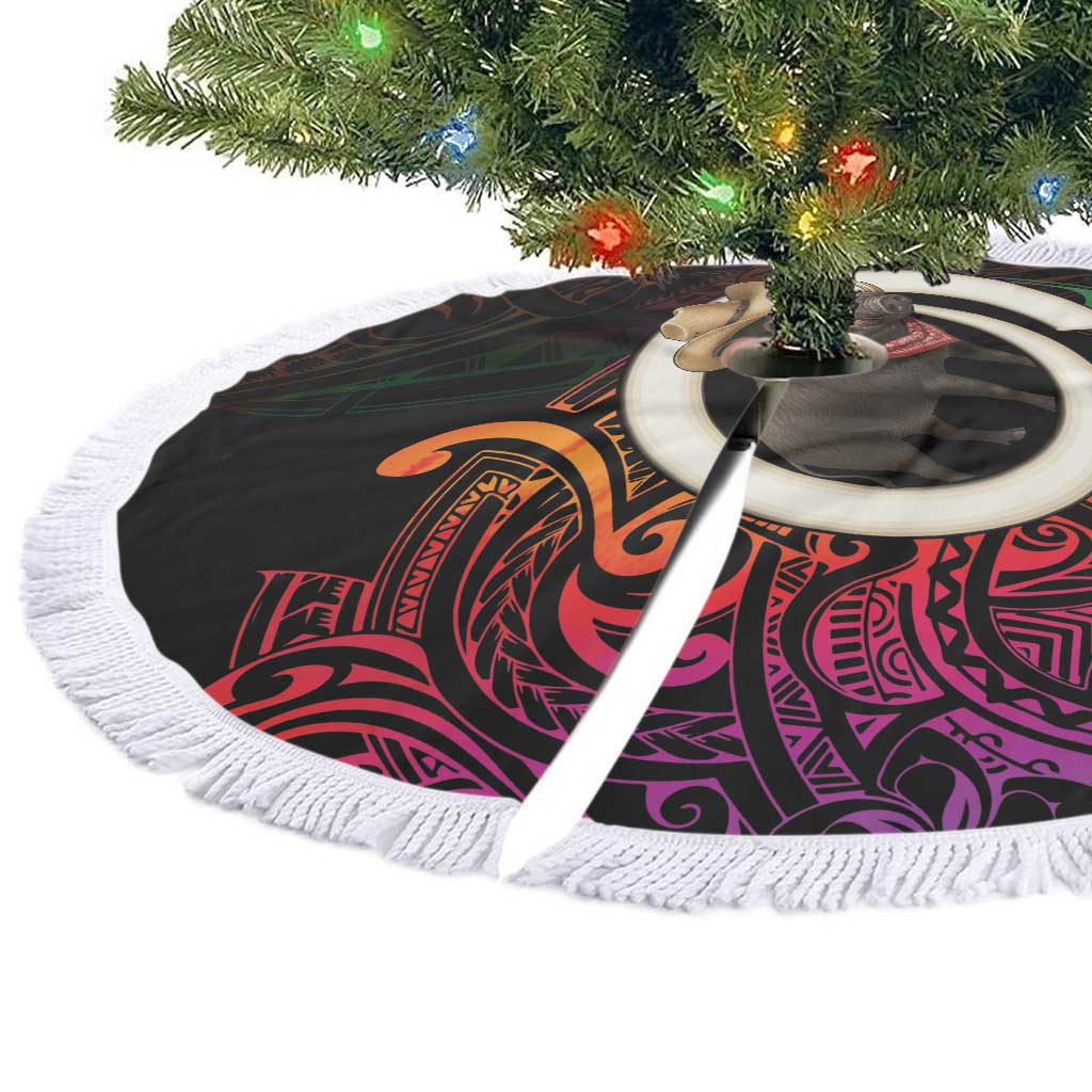 Vanuatu Boar Cowboy Tree Skirt Tusk Gradient Polynesian Pattern - Polynesian Pride