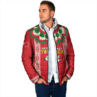 Mate Ma'a Tonga Rugby Custom Padded Jacket Tongan Kahoa Lei Ngatu Pattern Red LT14 - Polynesian Pride