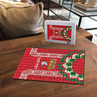 Mate Ma'a Tonga Rugby Custom Puzzle Tongan Kahoa Lei Ngatu Pattern Red LT14 - Polynesian Pride