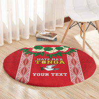 Mate Ma'a Tonga Rugby Custom Round Carpet Tongan Kahoa Lei Ngatu Pattern Red