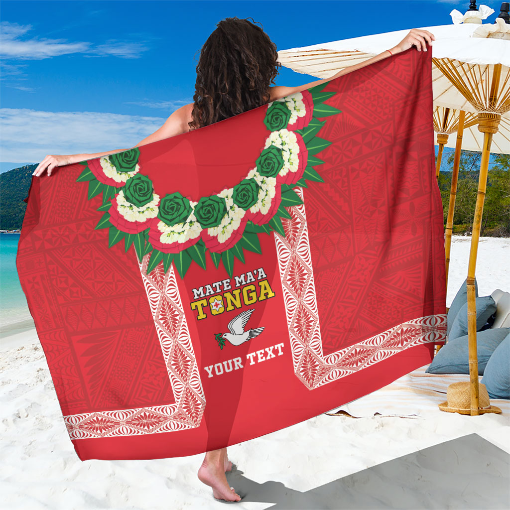 Mate Ma'a Tonga Rugby Custom Sarong Tongan Kahoa Lei Ngatu Pattern Red